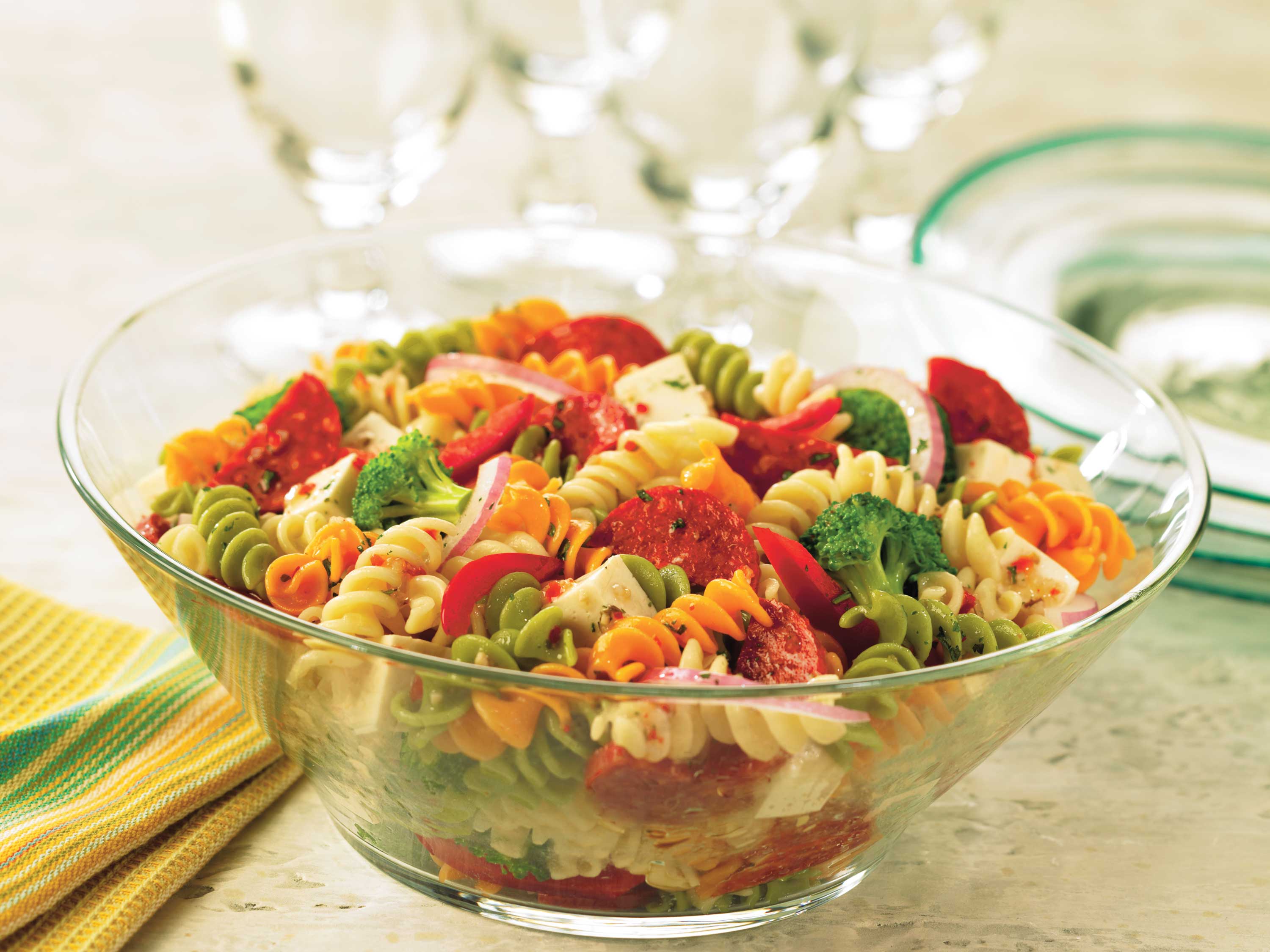 Rainbow Rotini Antipasti Salad - Golden Grain Pasta